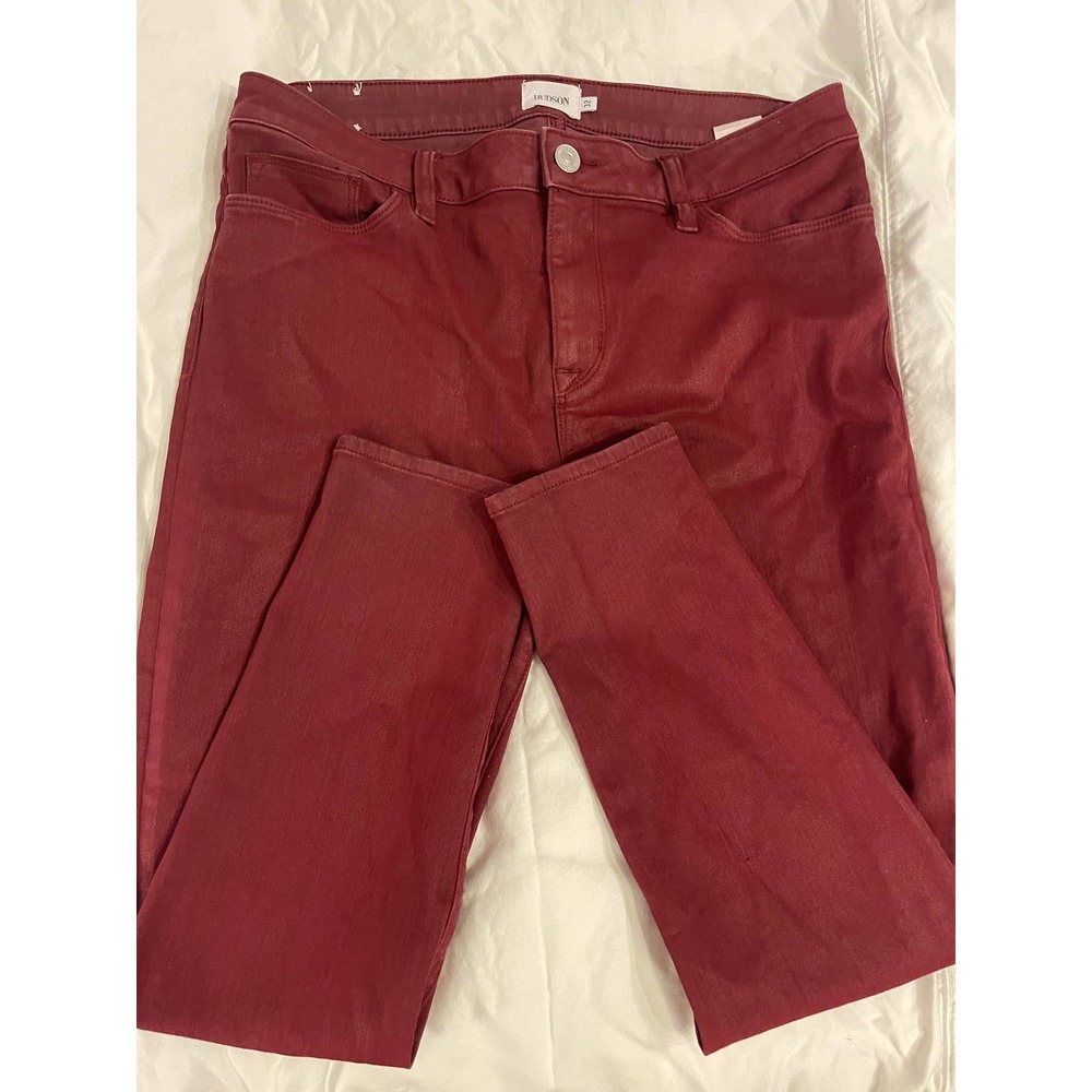 Hudson "Natalie" Waxed Burgundy Skinny Midrise Ankle Jean NWT sz. 32